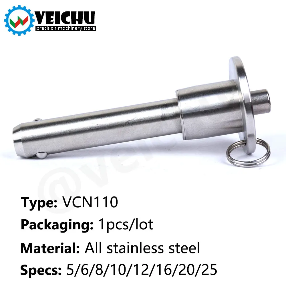 VCN110  1pcs Quick Release Pin All Stainless Steel Locating Pins Springs Dowel Ball Lock Pins With Button And Ball
