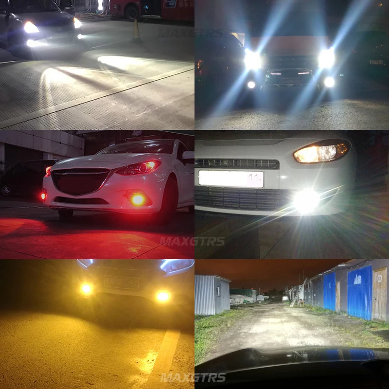 2x H1, H3, H7, H8, H11, 9005, HB3, 9006, HB4, H16, 30 Вт, светодиодный противотуманный фонарь, лампа с линзой, автомобильный DRL светильник, белый/красный/янтарный