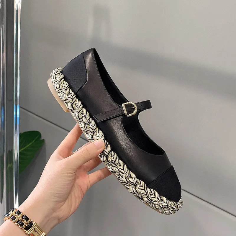 

2021 New Mary Jane Shoes Retro Woven Flat Women's Shoes Color Matching Fisherman Shoes Ladies Casual Shoes Loafers Zapatos Mujer
