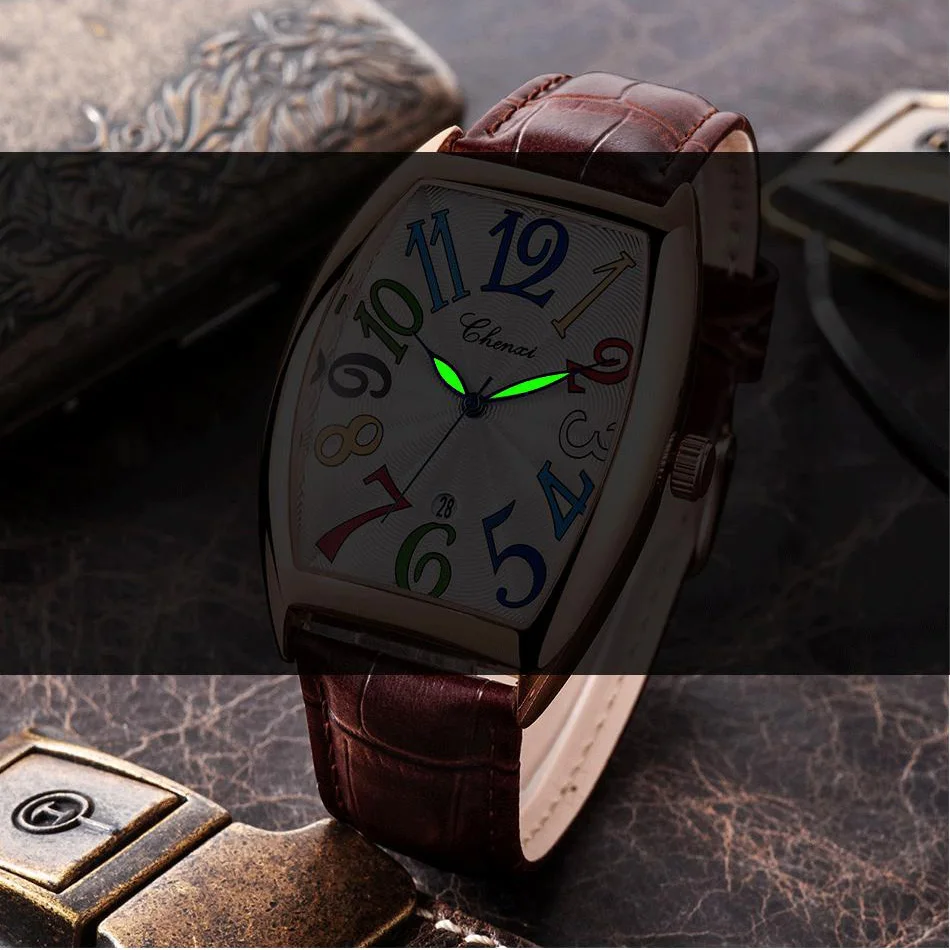 Fashion Luxury Brand Square Watch Men Tonneau Waterproof Business Quartz Leather Wrist for Clock Male erkek kol saati | Наручные часы