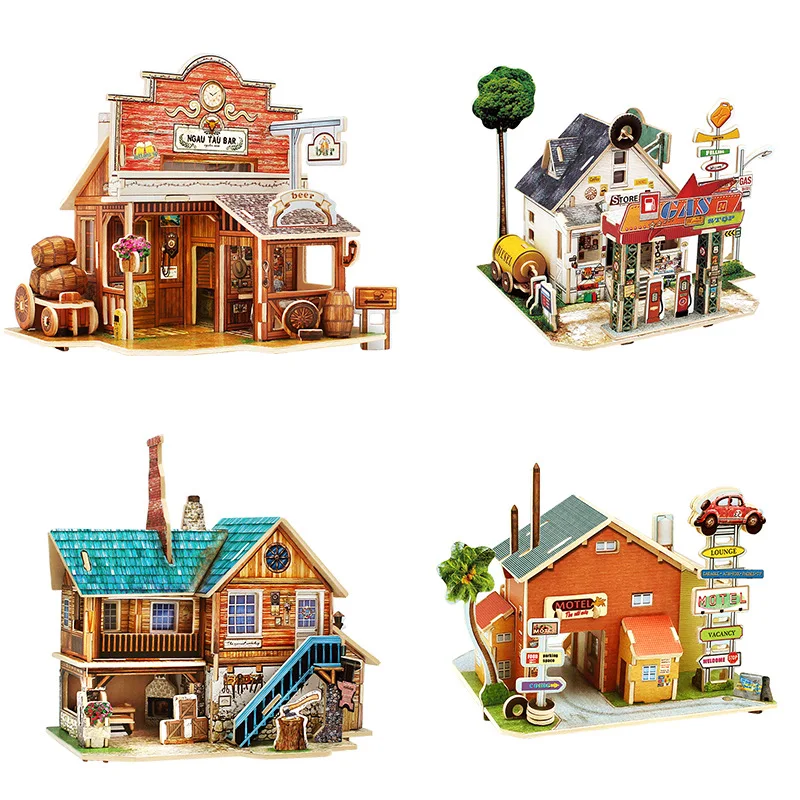 

3D three-dimensional puzzle diy small house world style architectural model