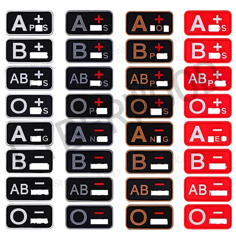 Резиновые ПВХ тактический крови Тип группа патч положительный POS O B AB +