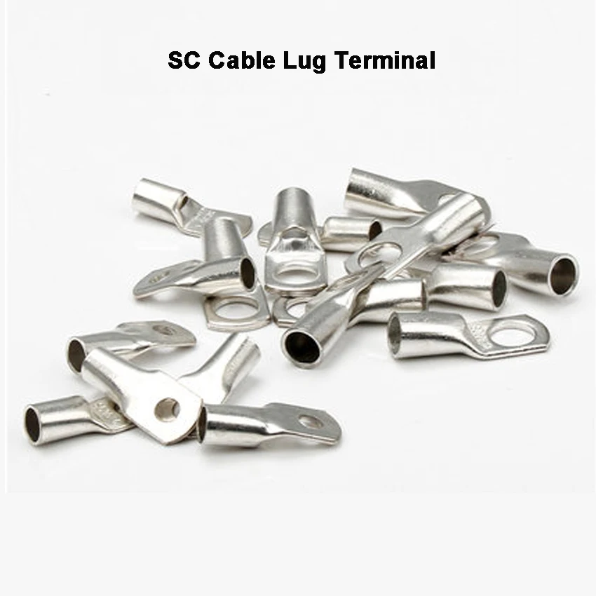 

10Pcs Bolt Hole Tinned Copper Lugs Ring Battery Terminals 6/10/16mãŽ¡ Cable Crimp Wire Connectors SC6-5/6/8 SC10-6/8 SC16-6 /8/10