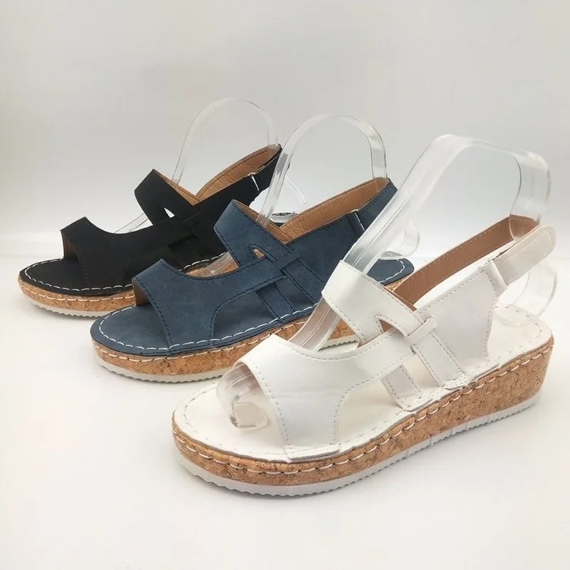 

Platform Sandals Women Summer 2021 Fashion Outdoor Dress Beach Sandals Velcro Solid Comfortable Wedges Sandalias Plataforma Muje