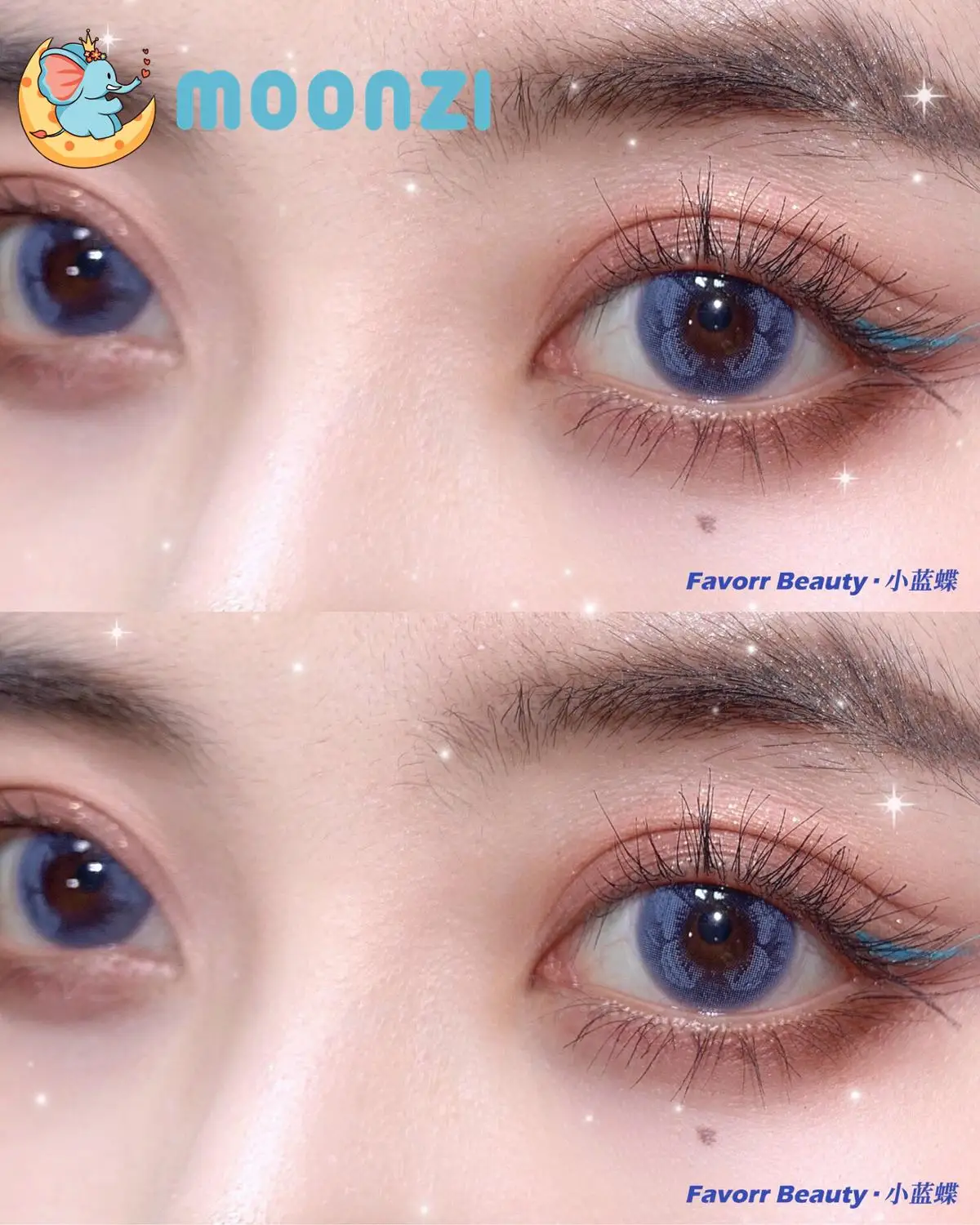 MOONZI butterfly blue contact lens small beautiful Pupil Colored Contact Lenses for Eyes yearly natural dark Myopia prescription | Красота и