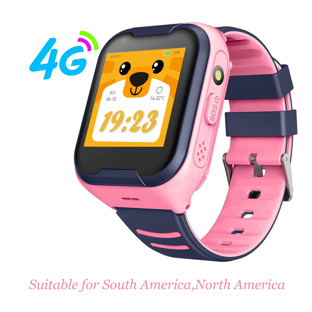 pink American Tornstic 4G Детские умные часы Sim телефонный звонок Водонепроницаемый IP67 удаленный мониторинг видео звонок с камерой Детские умные часы gps - Цвет: pink American