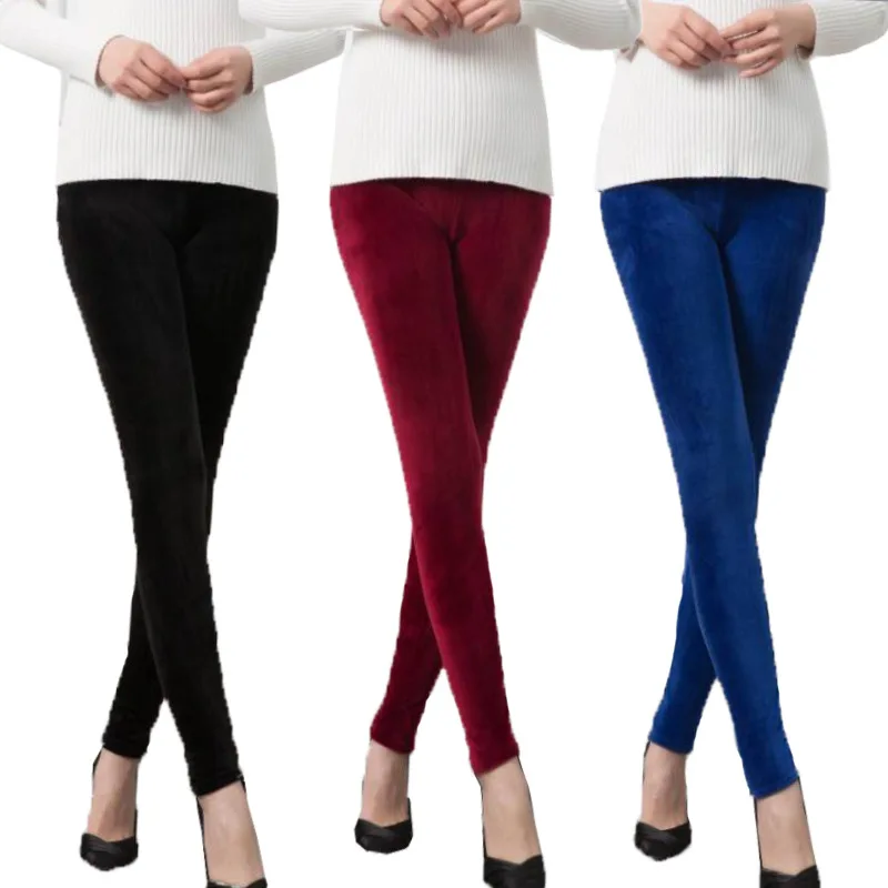 Winter Warm Leggings Plus Velvet Thickening Women Pants High Waist Slim Plus Size Fleece Super Stretch Leggings Multiple Colour