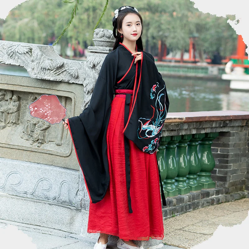 Традиционный китайский белый цветочный принт женский костюм Hanfu Dynastie Tang