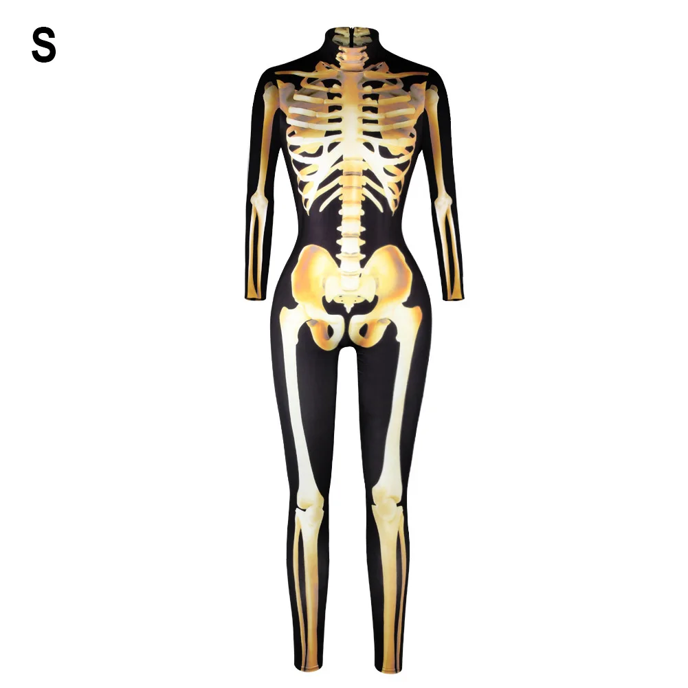 

Halloween Party Slim Fit Soft Elastic Costume Ball Bar Festival Digital Print Comfortable Masquerade Holiday Women Jumpsuit