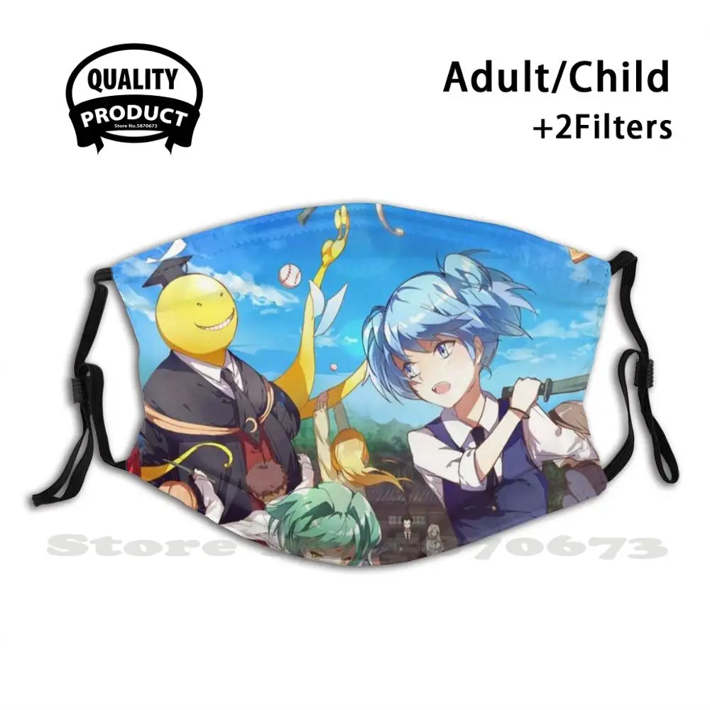 

Assassination Classroom Koro Sensei Itona Nagisa Karma Akabane Outdoor Party Reusable Mouth Mask Filter Cool Funny Masks