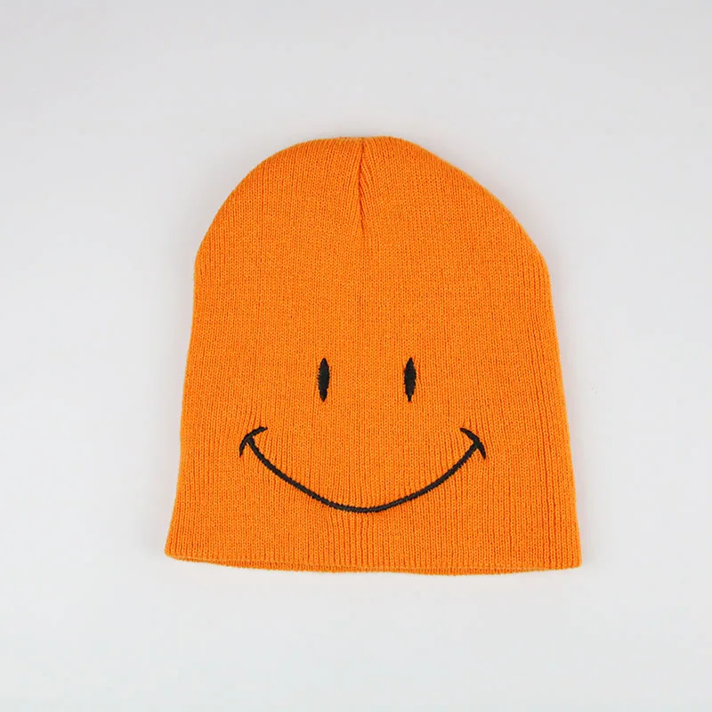 Фирменная Новинка детская Шапка бини со смайликом теплая вязаная шапка Осенняя