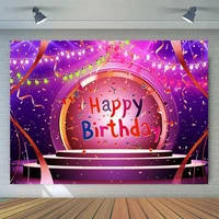 happy birthday backdrop purple carnival stage background music dance party studio props banner photo decoration supplies