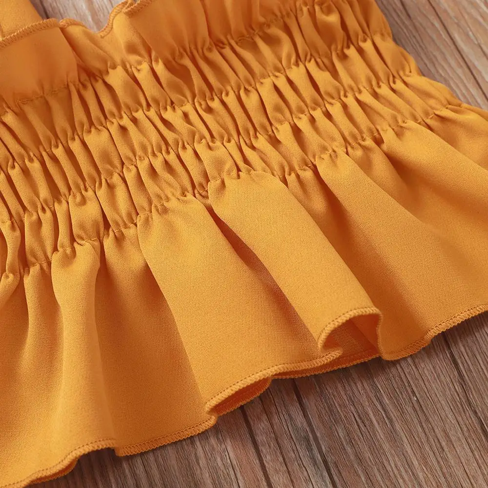 Летняя одежда MUQGEW для маленьких девочек топы с оборками на ремешках штаны