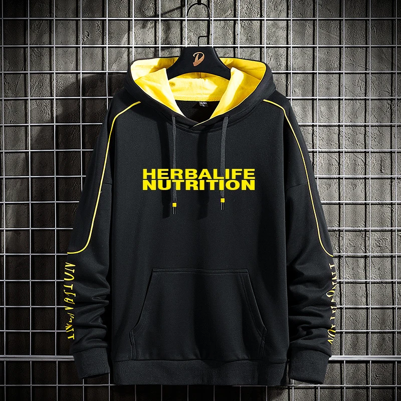herbalife the same clothes plus fat size loose Hong Kong style sweater men's spring and autumn hooded jacket Kore | Спорт и