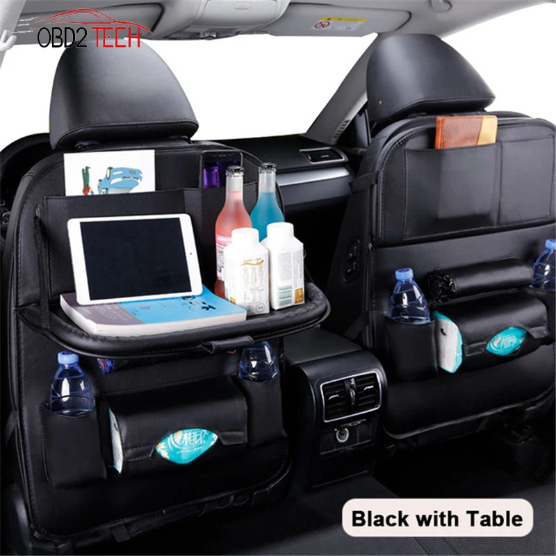 

Universal Car Rear Seat Back Storage Bag Organizer Pu Leather Pad Bag Trunk Elastic Felt Storage Auto Hanging Car Accessories