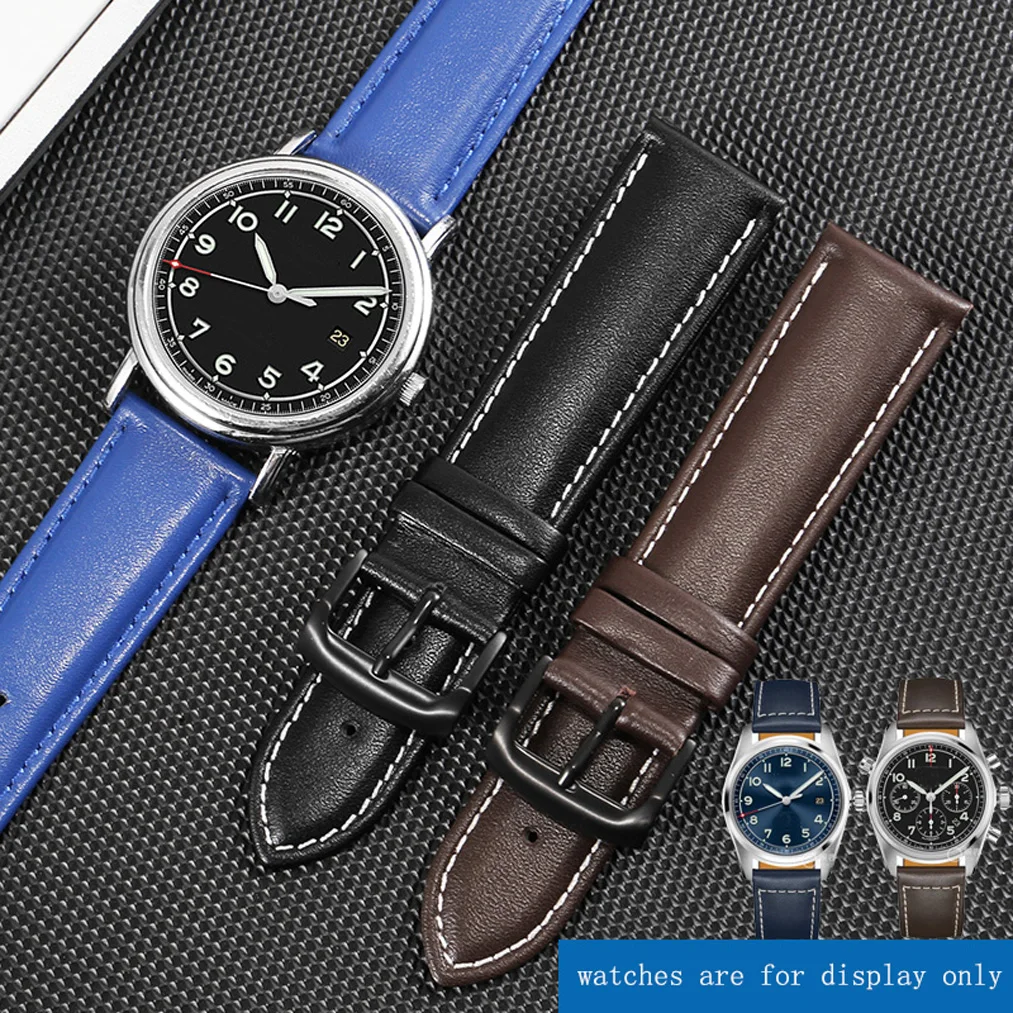 

Genuine Leather Watchband 21mm 22mm Blue Black Bracelet For L3.810/L3.820 Series Men's Plain Leather Watch Chain