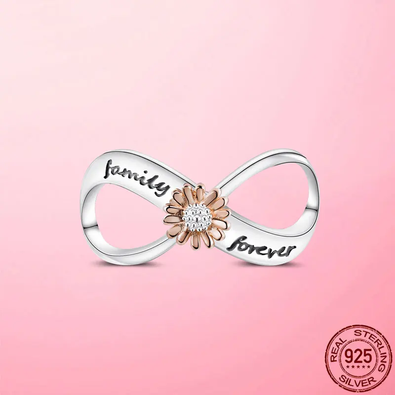 

New Design 925 Sterling Silver Family Beads Daisy Infinite Infinity Forever Charm Fit Original Pandora Bracelet Female Jewelry