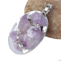 fysl silver plated shell with irregular shape amethysts stone pendant ethnic style jewelry