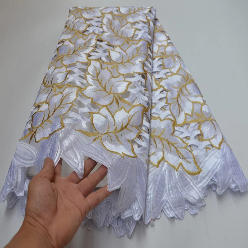 

(5yards/pc) high quality hand cut Swiss voile lace yellow blue embroidered African cotton lace fabric for party dress CP472