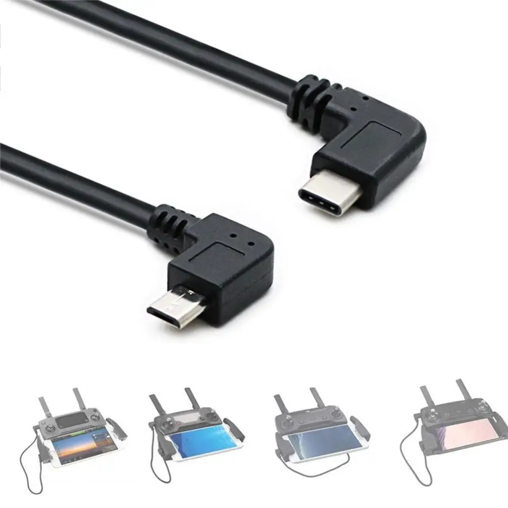 Кабель для передачи данных Micro USB Type-C USB3.1 кабель 90 градусов 1 фут OTG шнур с прямым