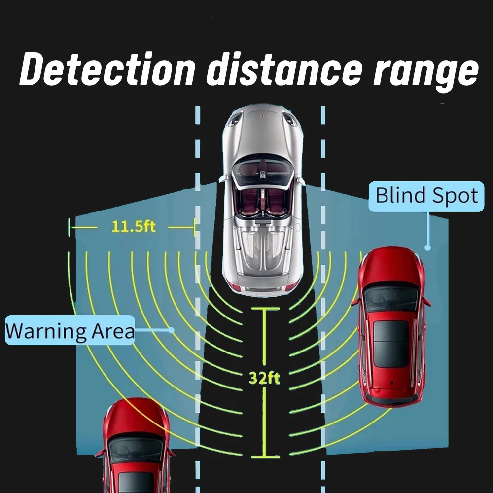 $62.80 Car Blind Spot Monitoring System Ultrasonic Sensor Distance Assist Lane Changing Tool Blind Spot Mirror Radar Detection System