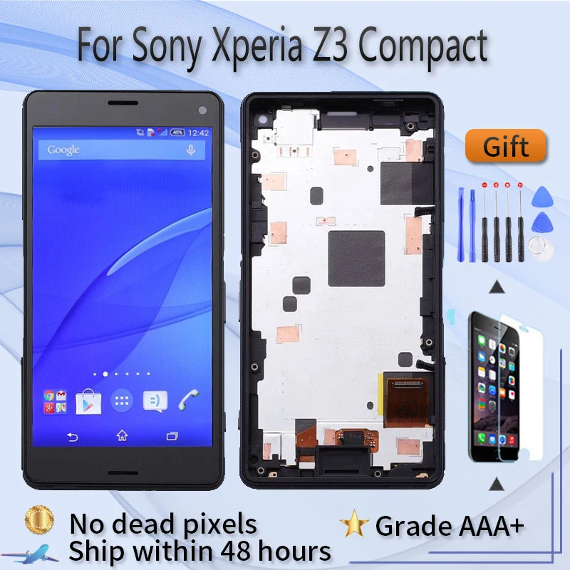 

Запасной ЖК-экран для Sony Xperia Z3 Compact D5803 D5833 SO-02G, ЖК-дисплей с сенсорным сломанным экраном, бесплатные инструменты для ремонта