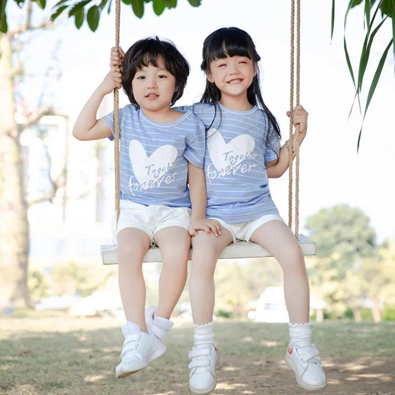 Одинаковая семейная одежда для мамы дочки отца сына хлопковая футболка короткие