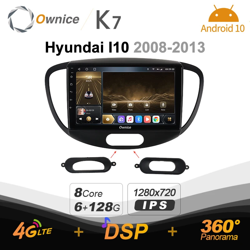 

Ownice K7 6G+128G Ownice Android 10.0 Car Radio for HYUNDAI I10 2008 - 2013 GPS 2din 4G LTE 5G Wifi autoradio 360 SPDIF 1280*720
