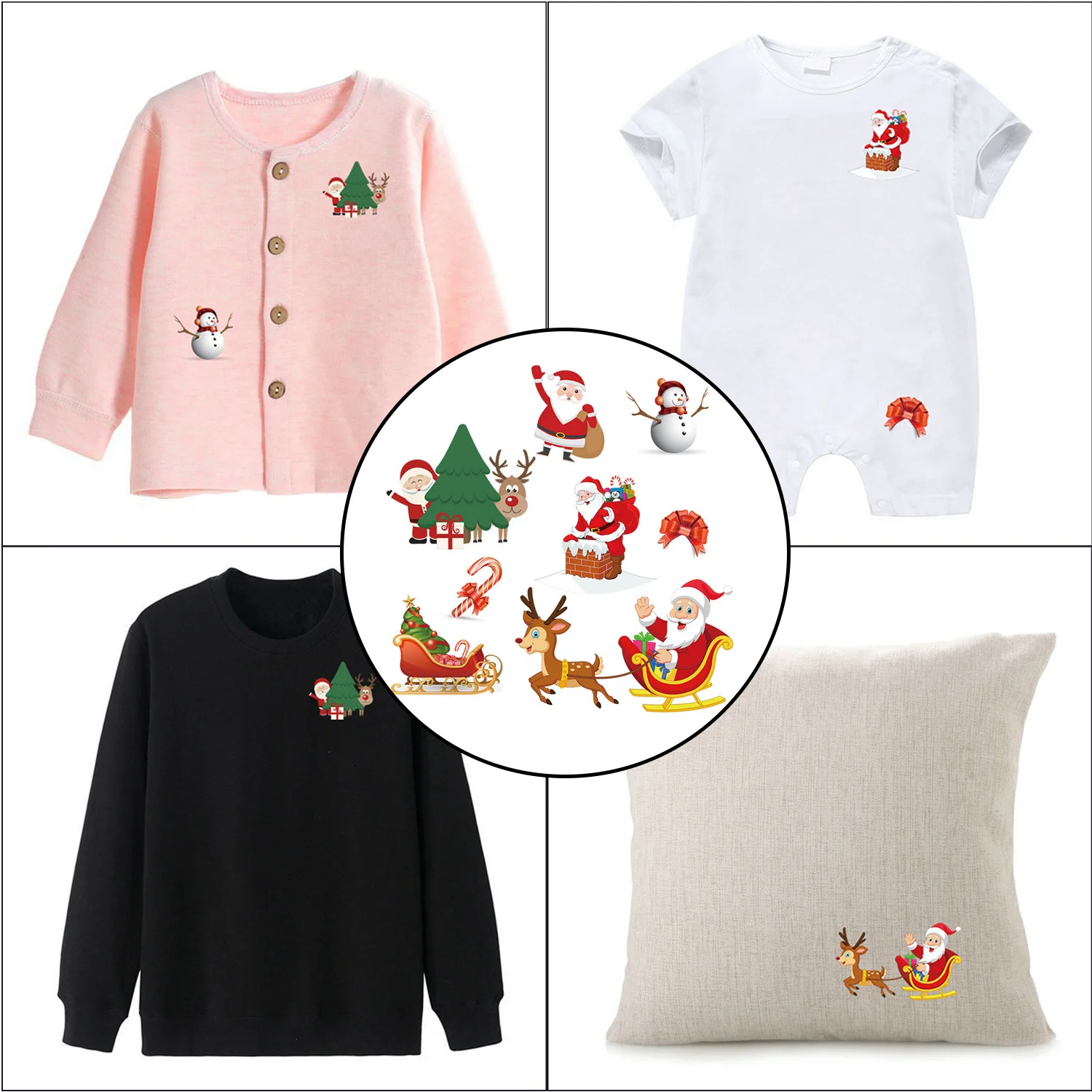 

Christmas Clothes Applique Patch Iron on Heat Transfer Stickers Patches for DIY T-shirt Jacket Dresses Decoration Accessory