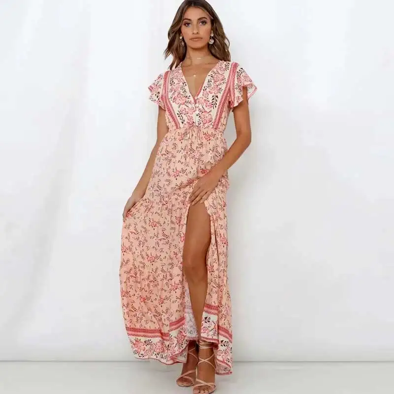 Платье женское длинное из вискозы пикантный Повседневный длинный сарафан в