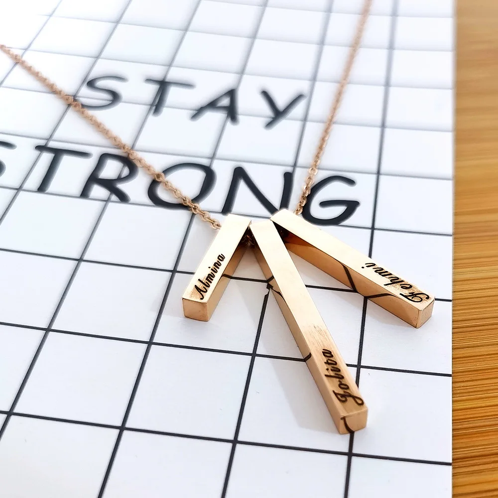 FYW персонализированные 3 бара ожерелье на заказ Гравировка Имя Дата Шарм кулон