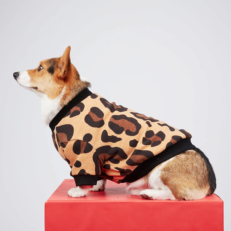 Леопардовая футболка с капюшоном для собак осень зима Одежда Пудель Бишон Мопсов