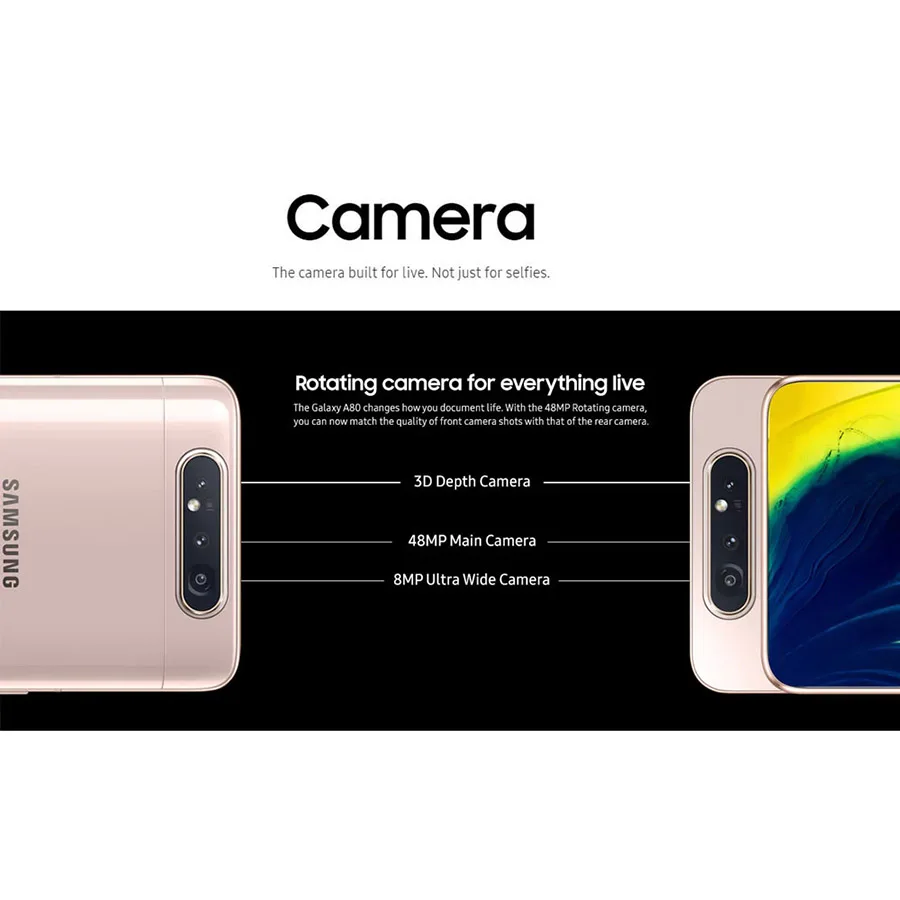 samsung Galaxy A80 A8050 4G LTE мобильный телефон 6," 8 ГБ ОЗУ 128 Гб ПЗУ Snapdragon 730 Android 3700 мАч NFC две sim-карты
