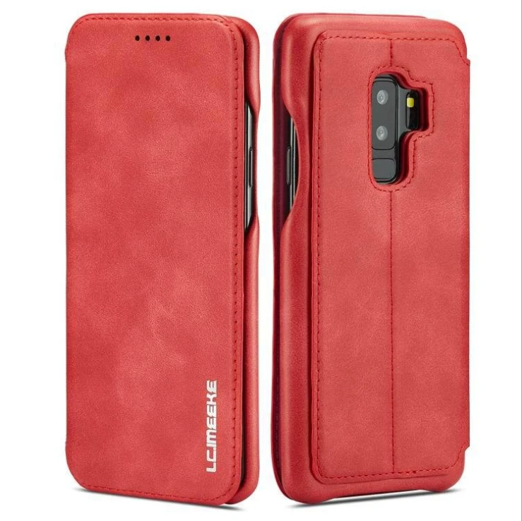 Red Кожаный чехол-книжка с бумажником для samsung Galaxy A20E A20 A30 A40 A50 A70 S7 край S8 S9 S10 5G S10E Plus Note 8 Note 9 Примечание 10 Pro - Цвет: Red