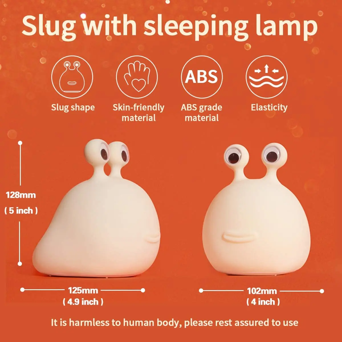 

Cute Soft Slug Shape Night Light with Touch Control USB Rechargeable Desktop Baby Kids LED Silicone Lamp Home Bedroom Lighting