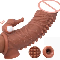 reusable condoms with spikes thick nozzle cock enlargement extender delay ejaculation cockring for men penis sleeve sex toys