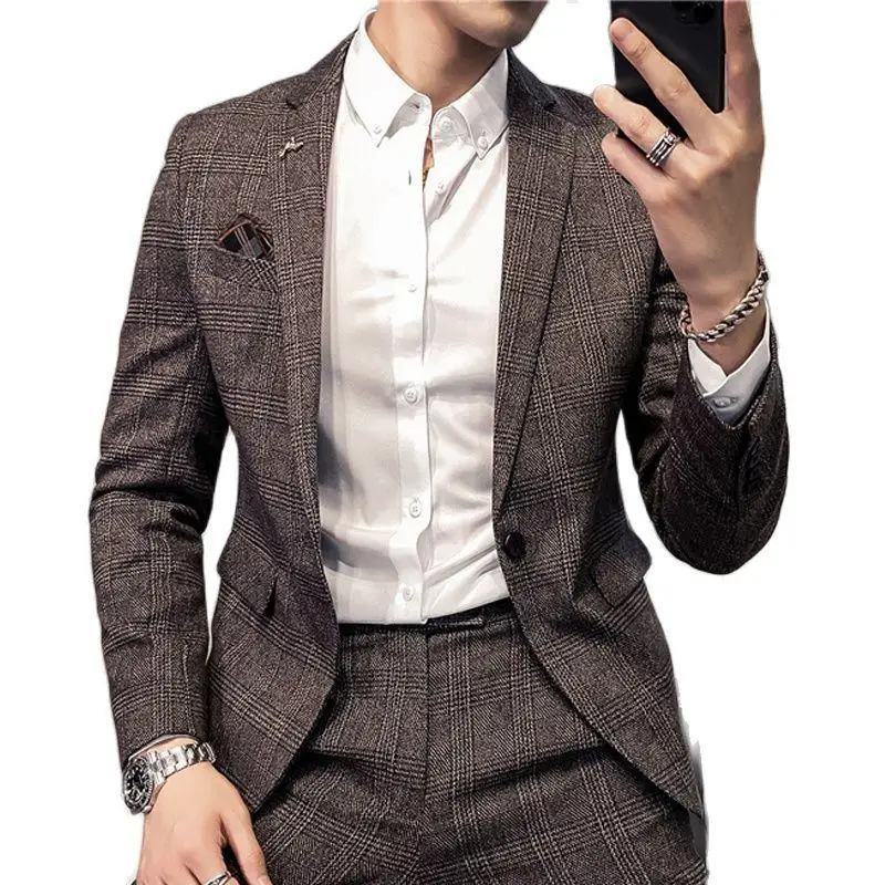 

( 1 Pces ) Boutique Brand Formal Solid Color Mens Business Suit Jacket Groom Wedding Dress Performance Stage Color Social Blazer