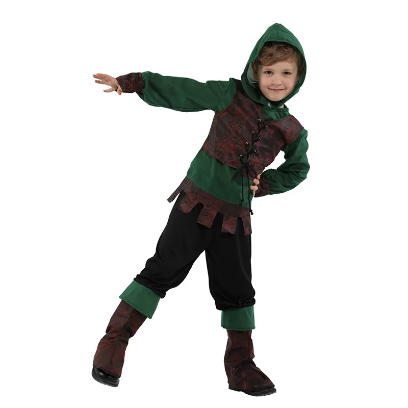 Детский средневековый костюм Archer Hunter Robin Hood для мальчиков на Хэллоуин Пурим