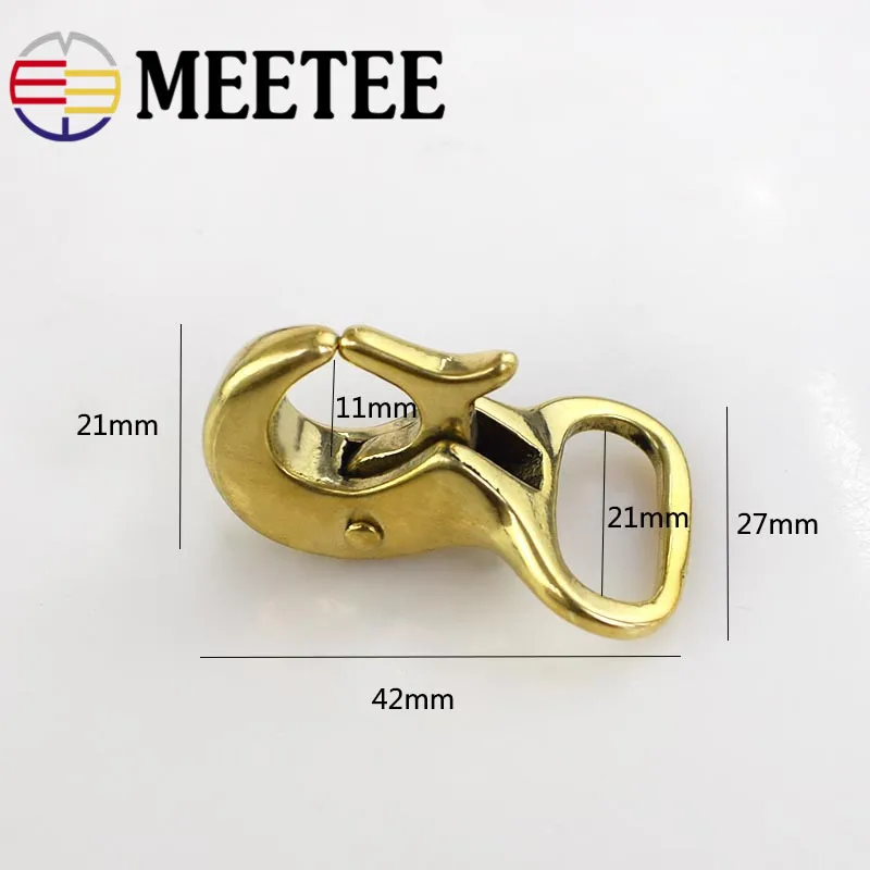 Meetee 1pc/2pcs 21mm Pure Brass Copper Hook Buckle Quick Buckles DIY Handmade Leather Trinkets Craft Clothing Accessories BD234 | Дом и сад