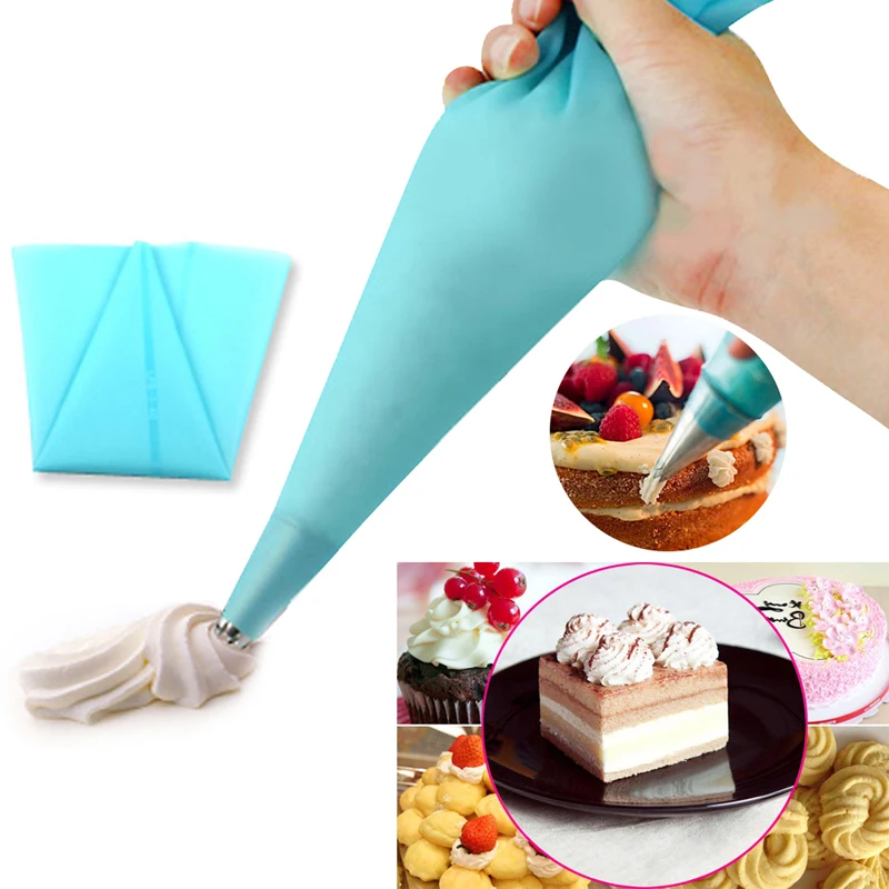 

8 PCS/Set Silicone Kitchen Accessories Icing Piping Cream Pastry Bag + 6 Stainless Steel Nozzle Set DIY Cake Decorating Tips Set