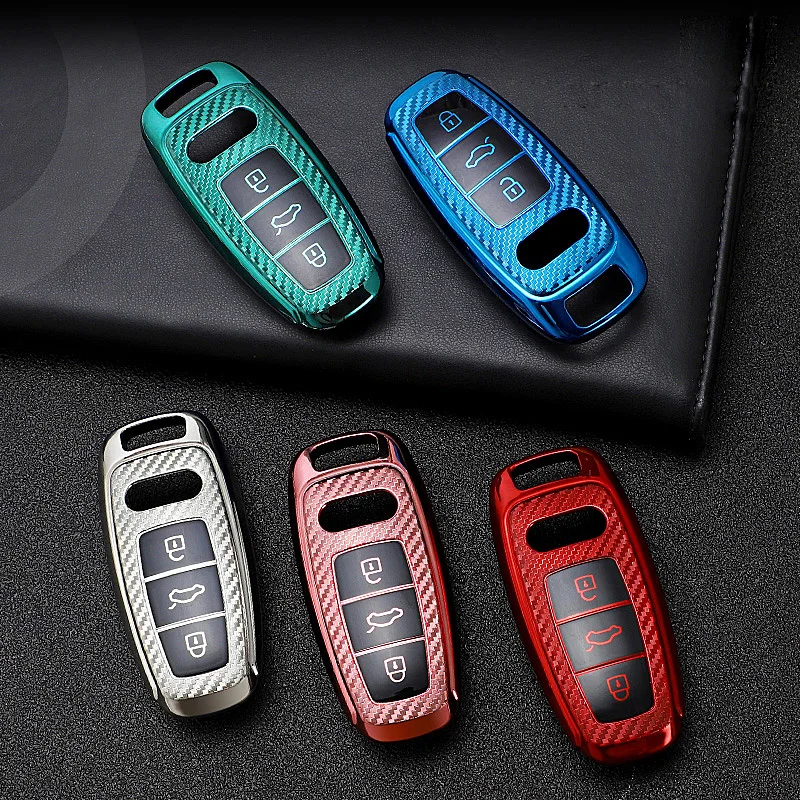 Углеродное волокно Стиль Премиум мягкий ТПУ автомобильный чехол для брелка с