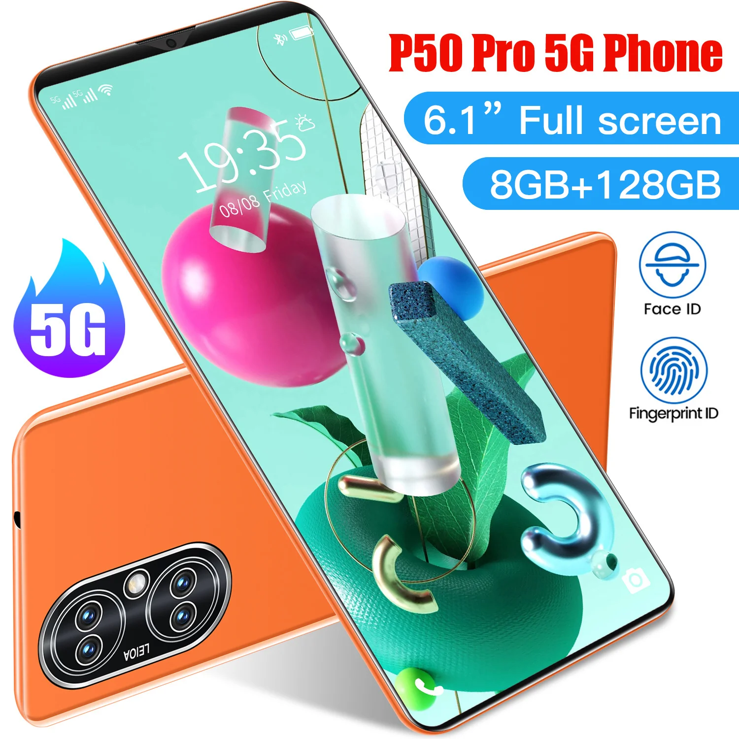 

Hot 2021 6.1 Inch 8+128GB Face Fingerprint Unlock Andriod 10.0 Smartphones Global Version 10 Core 24+48MP Cellphones MTK6595