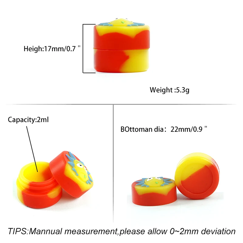 10 шт. 2 мл милый Bho силиконовая восковая емкость мини табака травы курение коробка