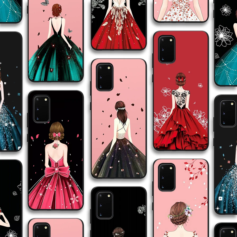 

Cute Girl Case for Samsung Galaxy S21 A51 S20 A50 A71 A70 A12 A21S S10 S9 S8 A20 A30 S10e Note 20 10 Plus Ultra Lite Black TPU