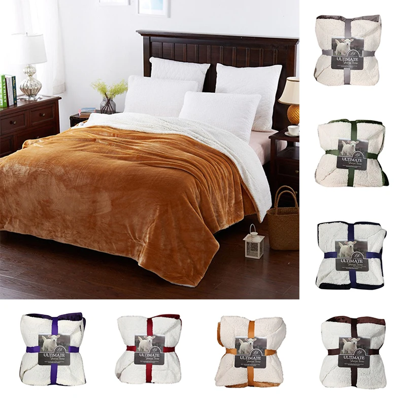 Зимнее Фланелевое Коралловое Флисовое одеяло из шкуры ягненка супер мягкое