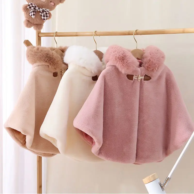 

Children's Cloak Baby Girl Cloak Faux Fur Winter Infant Toddler Child Princess Hooded Cape Fur Collar Baby Outwear Top 6M 1-6Y