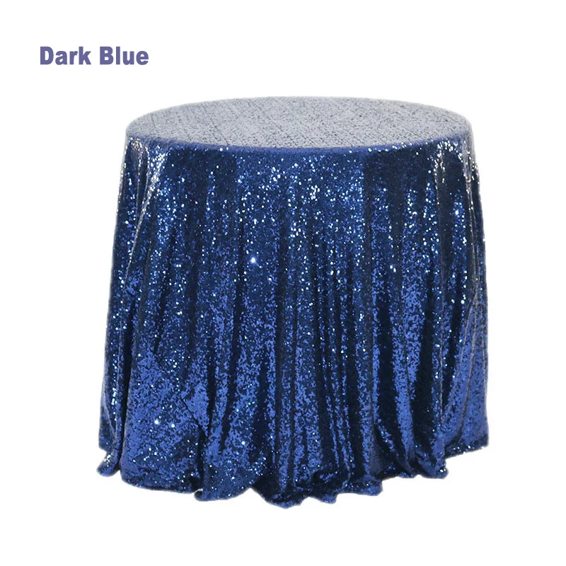 Dark Blue Роскошная скатерть с золотыми блестками, блестящая круглая прямоугольная вышитая скатерть для свадебной вечеринки, Рождественское украшение - Цвет: Dark Blue