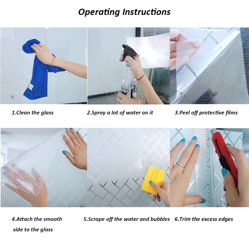 

Glass Stickers Frosted Opaque Bathroom Home Decor Self Bedroom Living Room Window Wide 45cm Privacy Protection Long 100cm