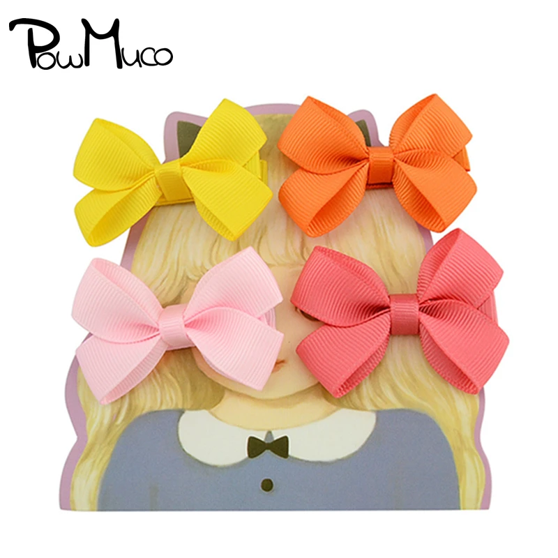 

Powmuco 2,4 дюймовые милые челки для маленьких девочек, заколки для волос, однотонные, ручной работы, бант, для малышей, заколки, «сделай сам», инс...
