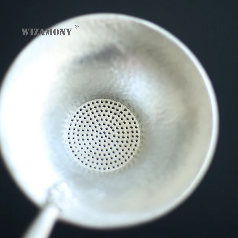 WIZAMONY Китайский Чайный фильтр ручной работы из чистого олова с черной ручкой